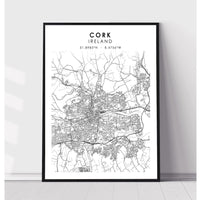 Cork, Ireland Scandinavian Style Map Print 