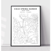 Cold Spring Harbor, New York Scandinavian Map Print 