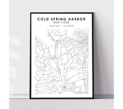 Cold Spring Harbor, New York Scandinavian Map Print 