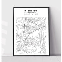Bridgeport, Pennsylvania Scandinavian Map Print 