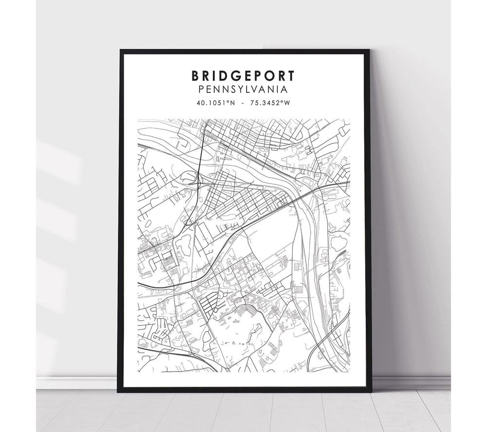 Bridgeport, Pennsylvania Scandinavian Map Print 
