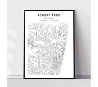 
              Asbury Park, New Jersey Scandinavian Map Print 
            