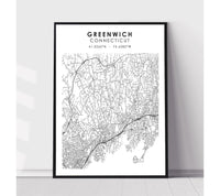 
              Greenwich, Connecticut Scandinavian Map Print 
            