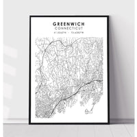 Greenwich, Connecticut Scandinavian Map Print 