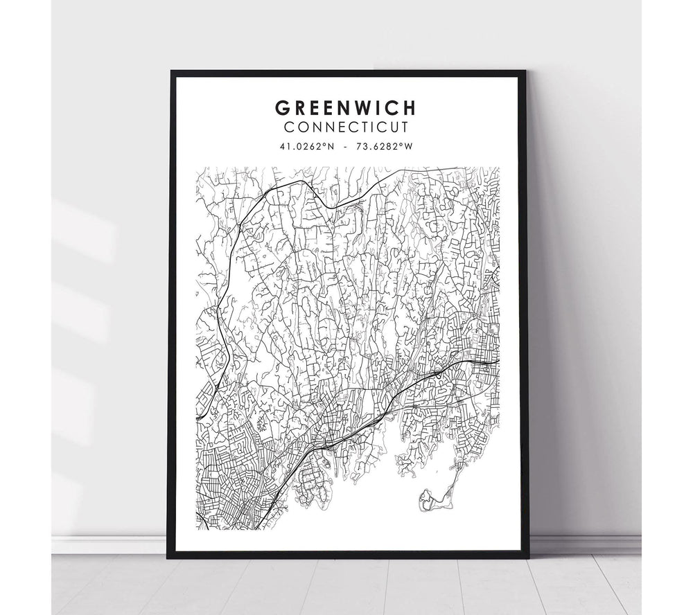 Greenwich, Connecticut Scandinavian Map Print 