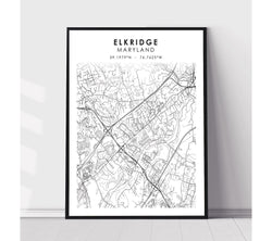Elkridge, Maryland Scandinavian Map Print 
