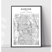 Glenview, Illinois Scandinavian Map Print 