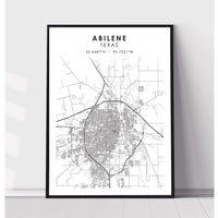 Abilene, Texas Scandinavian Map Print 