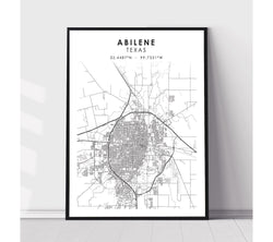 Abilene, Texas Scandinavian Map Print 