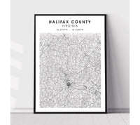 
              Halifax County, Virginia Scandinavian Map Print 
            