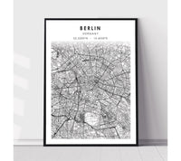 
              Berlin, Germany Scandinavian Style Map Print 
            