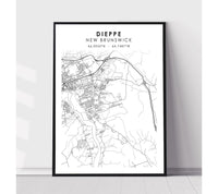 
              Dieppe, New Brunswick Scandinavian Style Map Print 
            