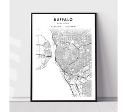 Buffalo, New York Scandinavian Map Print 