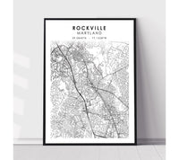 
              Rockville, Maryland Scandinavian Map Print 
            