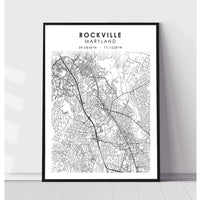 Rockville, Maryland Scandinavian Map Print 