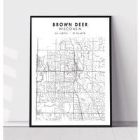 Brown Deer, Wisconsin Scandinavian Map Print 