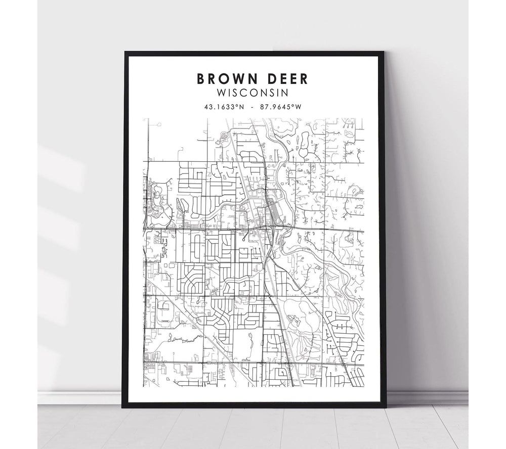 Brown Deer, Wisconsin Scandinavian Map Print 