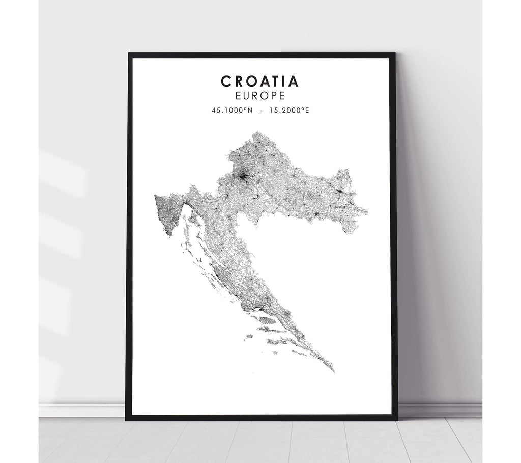 Croatia Scandinavian Style Map Print 