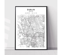 
              Dublin, Ohio Scandinavian Map Print 
            