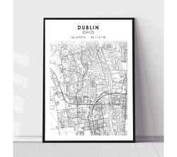 Dublin, Ohio Scandinavian Map Print 