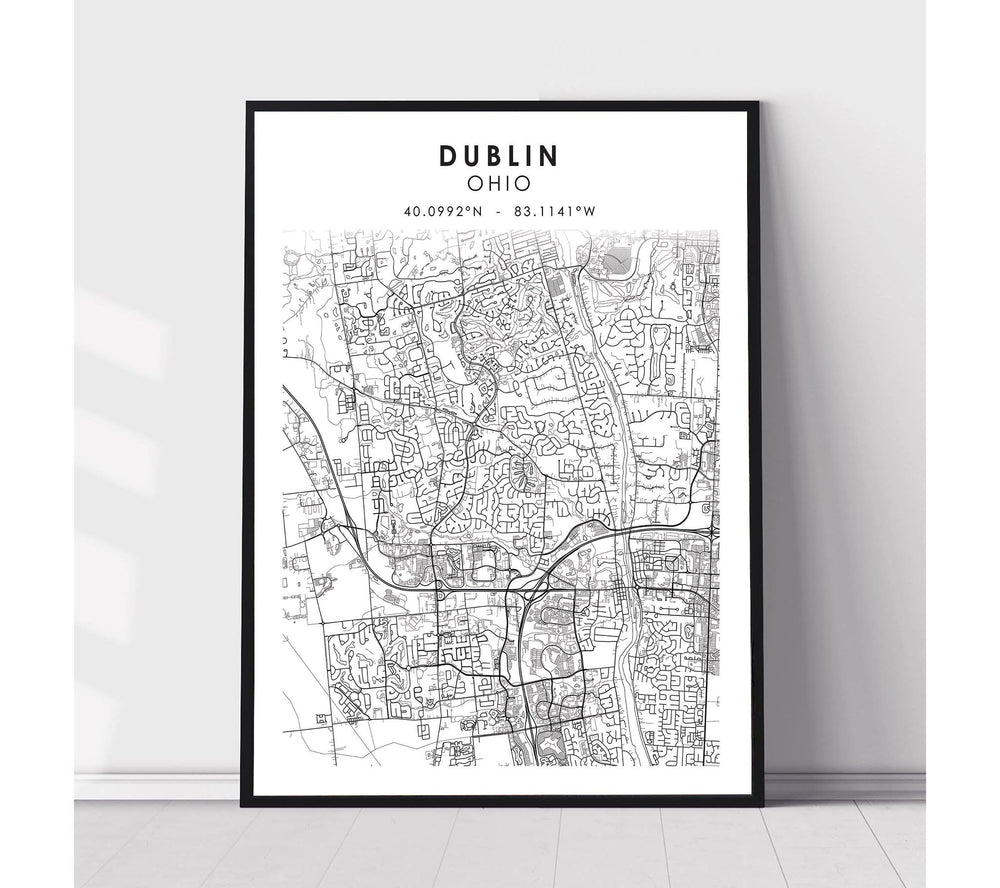 Dublin, Ohio Scandinavian Map Print 