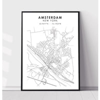 Amsterdam, New York Scandinavian Map Print 