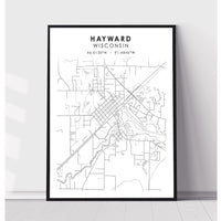 Hayward, Wisconsin Scandinavian Map Print 