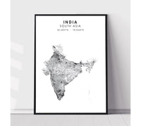 
              India Scandinavian Style Map Print 
            