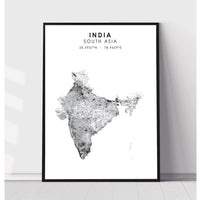 India Scandinavian Style Map Print 