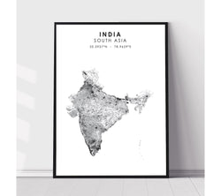 India Scandinavian Style Map Print 