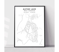 
              Alpine Lake, West Virginia Scandinavian Map Print 
            