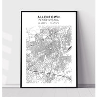 Allentown, Pennsylvania Scandinavian Map Print 