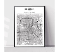 
              Houston, Texas Scandinavian Map Print 
            