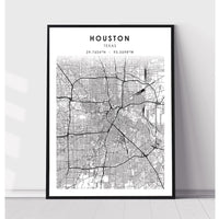 Houston, Texas Scandinavian Map Print 