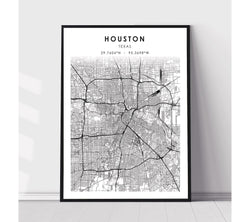 Houston, Texas Scandinavian Map Print 