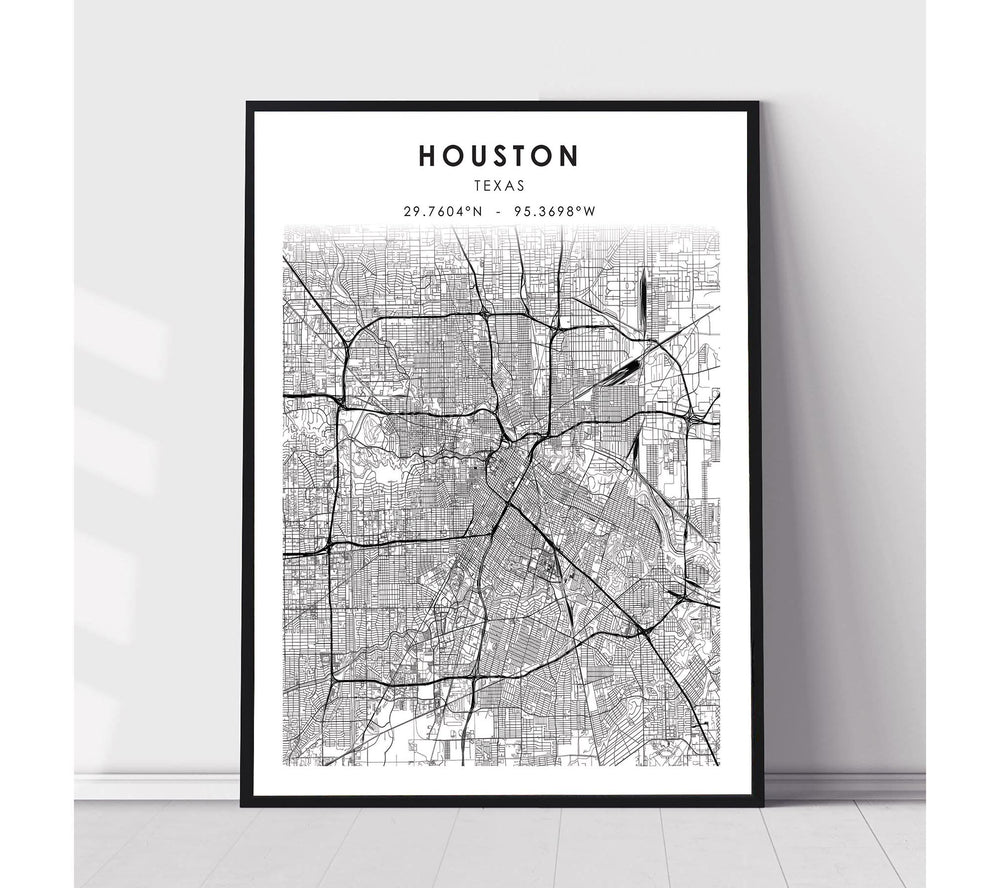 Houston, Texas Scandinavian Map Print 
