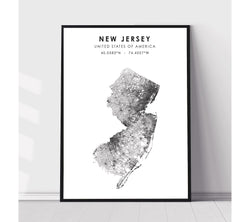 New Jersey, United States Scandinavian Style Map Print 