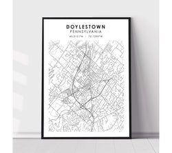 Doylestown, Pennsylvania Scandinavian Map Print 