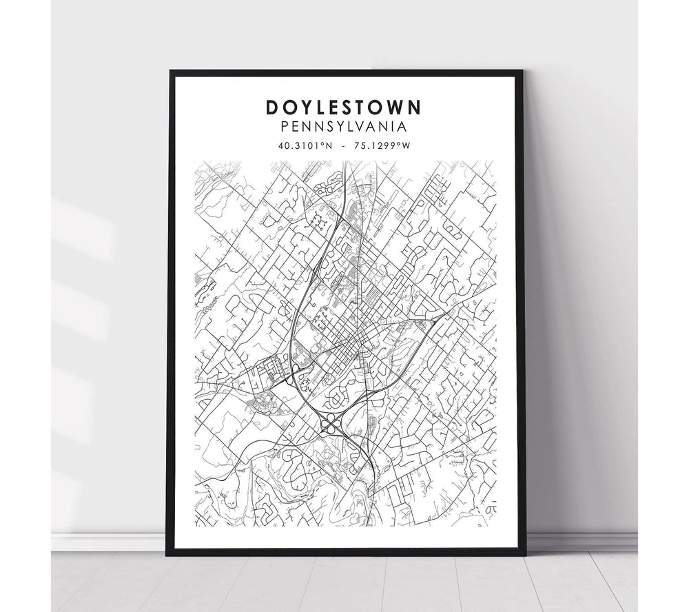 Doylestown, Pennsylvania Scandinavian Map Print 