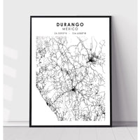 Durango, Mexico Scandinavian Style Map Print