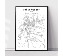Mount Vernon, Ohio Scandinavian Map Print 