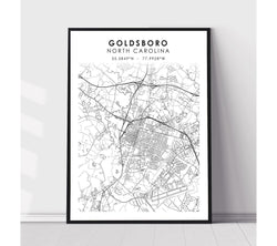 Goldsboro, North Carolina Scandinavian Map Print 