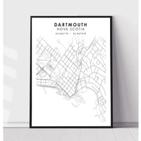 Dartmouth, Nova Scotia Scandinavian Style Map Print 