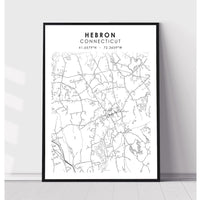 Hebron, Connecticut Scandinavian Map Print 