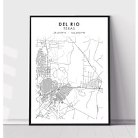 Del Rio, Texas Scandinavian Map Print 