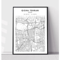 Gisha Tehran, Iran Scandinavian Style Map Print 