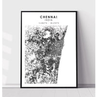 Chennai, India Scandinavian Style Map Print 
