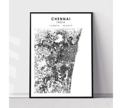 Chennai, India Scandinavian Style Map Print 