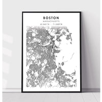 Boston, Massachusetts Scandinavian Map Print 