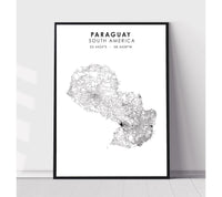 
              Paraguay Scandinavian Style Map Print 
            